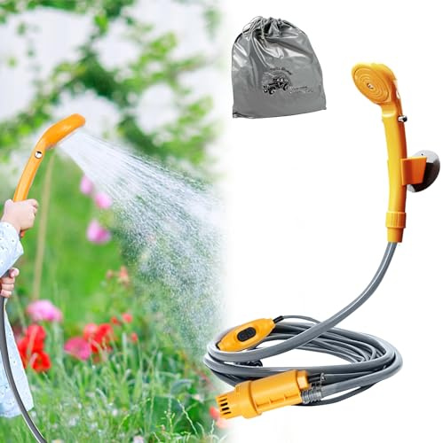 MAYTIIMO Campingdusche mit Tauchpumpe 12V KFZ-Adapter Tragbare Camping Dusche Outdoor für Camping Reisen Garten Autowaschen, inkl. Handbrause Schlauch Tragetasche