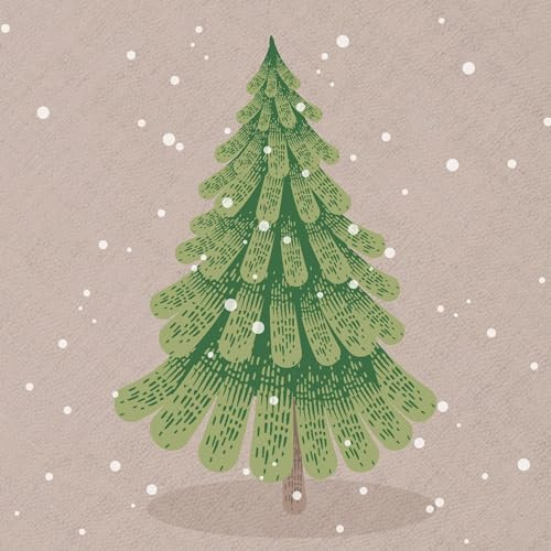 20 Servietten Weihnachten Grüner Baum auf taupe als Tischdeko. Papierservietten mit Motiv. Auch für Decoupage und Serviettentechnik 33x33cm