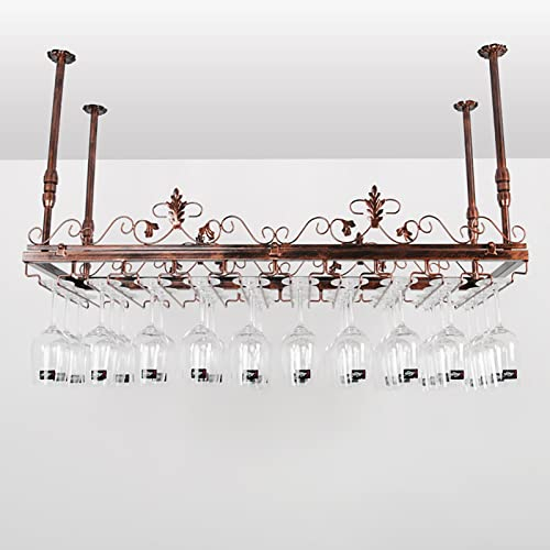 IBOWZ Deckenverzierung Deckenregal Industrielles Metall-Stemware-Rack, Weinglashalter aus Eisen, Deckenmontiertes Weinglas-Hängegestell, höhenverstellbar, Kelch-Stemware-Halter, für Home-Bars-Küchen
