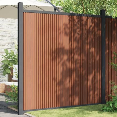 Homgoday Gartenzaun Sichtschutz WPC-Aluminium Braun 173x186cm - Privatsphäre und Dekoration Model4003982