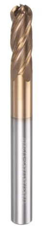 sourcing map Ball Nose End Mill 4 Flute 1/4 Diameter 1/4 Shank Tungsten Carbide TAIL Coated Spiral CNC Router Bits 3/4 Cutting Length Single End Ball Cutting Tool for Carving Engraving