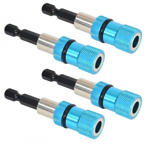 4 Pezzi Punte per Cartongesso, Porta Punta Magnetica, Attacco Esagonale da 1/4, Porta Inserti per Avvitatore, per Avvitatori a Batteria e Trapani a Mano, Blu, 65 mm