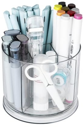 DoocliB Schreibtisch Organizer, 360 Grad Stiftehalter Drehbar transparent, für Büro, Schule, Zuhause