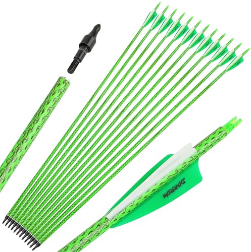 wolfman 30 Zoll Carbonpfeile für Bogenschießen Farbig Spine 500 Pfeile Carbon Zielpfeile Jagdpfeile mit 4 Zoll Federn Pfeile für Recurvebogen Compoundbogen