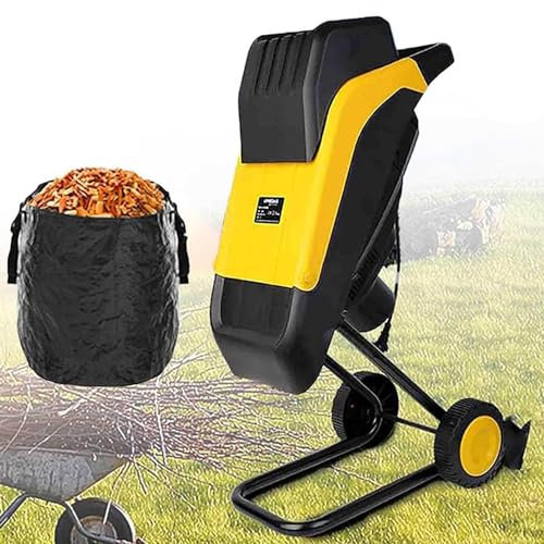 2500W Garden Shredder with 50L Collection Bag - Leaf Tree Branch Shredder Wood Chipper, Max Diameter 35mm, Rapid Blade System, 20M Wire