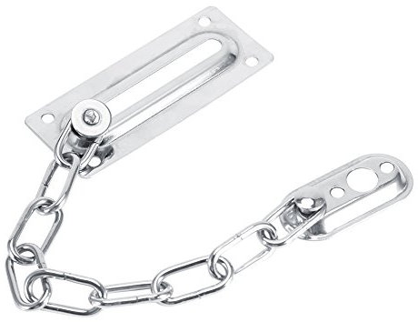 Door Chain Lock Stainless Steel, Door Guard Lock Security Lock Latch with Screws Front Door Lock Thickened Chain Guard with Lock for Inside Door BedroomHome (Silver)