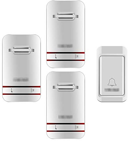 CAFIEDR Wireless Doorbell,IP44 Waterproof Door Bell Chime Kit 1 Push Buttons And 3 Receivers with 390Ft Range 38 Chimes 3-Level Volume Plug in Doorbells