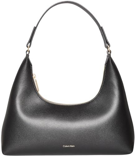 Calvin Klein Donna Borsa a Spalla Foil Logo con Tracolla opzionale, Nero (Black/Toasted Coconut), Taglia Unica