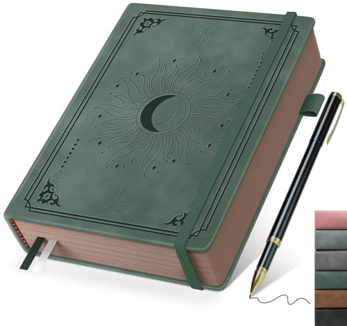 Smarpau A5 Notizbuch, Vintage Hardcover Notizbucher mit 366 Seiten 100gsm Tintenfestes Papier, Lined Journal mit Stift für Frauen Männer Arbeit Büro Schule Reisen, 14.5 x 21cm - Dunkelgrün