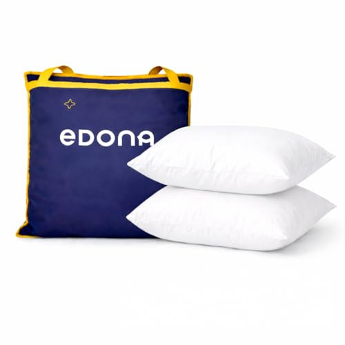 Edona Le fabuleux Lot de 2 oreillers 50x70cm rectangulaire synthétique Confort mi-ferme Fibre creuse siliconée Coton/Polyester Fabriqué en France Qualité hôtelière Respirant Maintien cervical OEKO-TEX