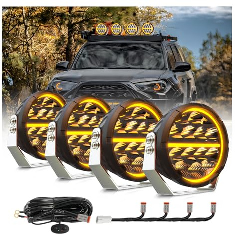 CO LIGHT 4PCS 6,5 Zoll Runde LED scheinwerfer mit Tagfahrlicht, 12v 24v 70w*4 40000lm LED Zusatzscheinwerfer Auto, Fernlicht‌ für LKW/Wrangler/Offroad