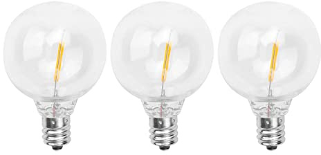 Dropfree 3Pcs G40 Led Replacement Light Bulbs, E12 Base Shatterproof LED Globe Bulbs for Solar String Lights Warm White