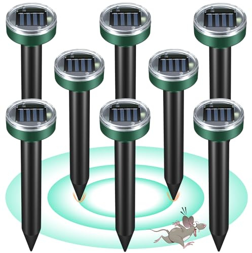 Mole Repellent for Lawns - Ultrasonic Gopher Repellent Solar Powered for Garden,Yard - Waterproof Sonic Mole Spike for Snake,Chipmunk,Outdoor Pest Control Vole Deterrent