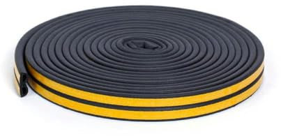 Burlete autoadhesivo para puertas y ventanas de 5 m, aislamiento acústico, cortavientos, cinta de protección contra corrientes de aire, color negro, 12 x 10 mm