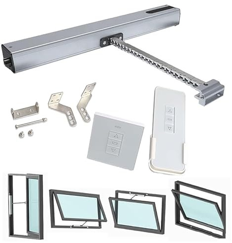 MJMLUCK Attuatore Elettrico per Apertura finestre 24V, Corsa 300mm-800mm, Apertura Automatica a Catena per finestre a Battente, lucernari, sfiati sul Tetto (600mm)