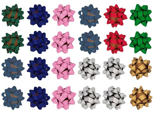 24pcs Geschenkschleifen 4 Papiersternknoten Selbstklebendes Geschenkknoten für Hochzeiten, Korbverpackungen, Partydekorationen, Weihnachten, Geburtstage, Feiertage usw