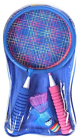 BUBEFSKD Set di 2 racchette da badminton per bambini, con 3 cocks Shuttlecocks