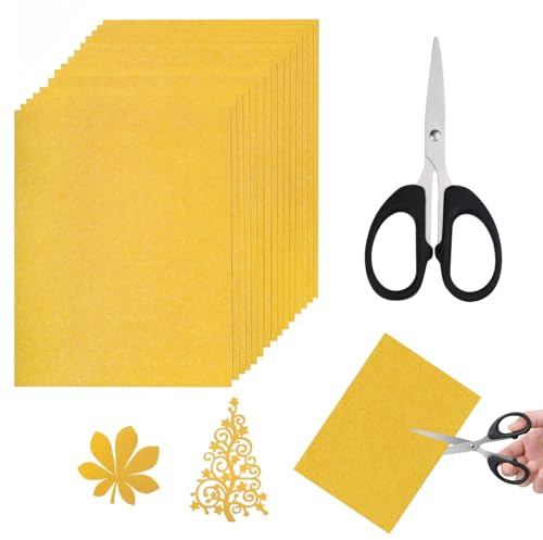 TICKLELY Cartulinas A4 Colores Surtidos 15 Hojas Doradas Brillantes con Tijeras Incluidas, Papel Manualidades 170g para Decoraciones, Tarjetas, Scrapbooking y proyectos creativos