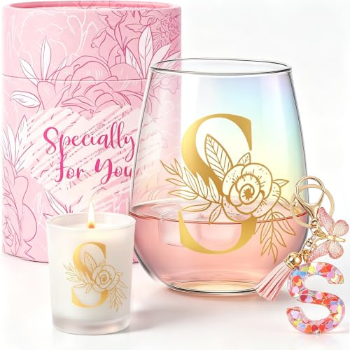 Regali di compleanno personalizzati per le donne Bicchieri da vino senza stelo con monogramma Regali di amicizia unici Regali di Natale elefante bianco regalo per donne, mamma, sorella, sua moglie