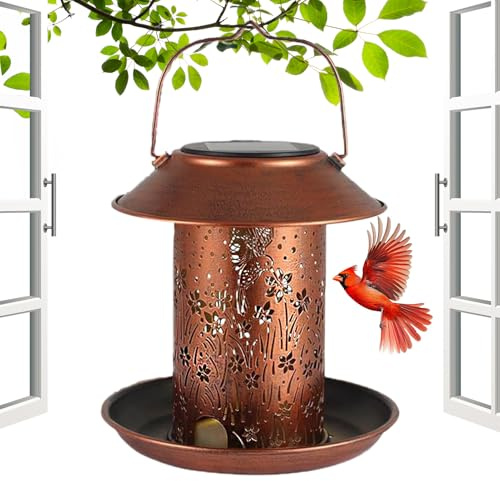 para pájaros de Metal, alimentador Solar para Exteriores, diseño Hueco con construcción Resistente a la Intemperie, Accesorio Decorativo de jardín para pájaros, decoración Moderna de Vida SIL