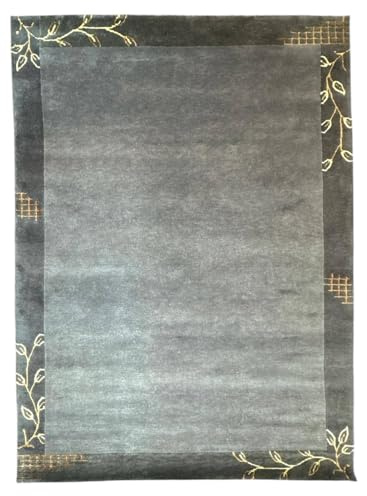 Rug Studios Teppich VENUS NEPAL - HANDGEKNÜPFT | Farbe: Grau | Größe: 120 x 180 cm | meliert | Vintagedesign | glamourös | Landhaus | Vintage | Modern | elegant | Wohnzimmer | Schlafzimmer | strapazie