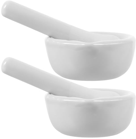 Milisten Juego de Morteros de Porcelana de Laboratorio 60 Mm, 2 Piezas con Mortero Triturador para Moler Especias y Medicamentos, Herramienta de Cerámica para Cocina y Estilo Aleatorio
