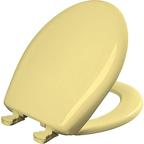 Bemis Classic Colors Slow Close Toilet Seat, Easy Clean Hinges and Durable Plastic Seat, Made in USA, Round, Yellow