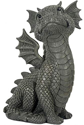 Süsser Gartendrache schaut nach oben Drache Figur Gartenfigur