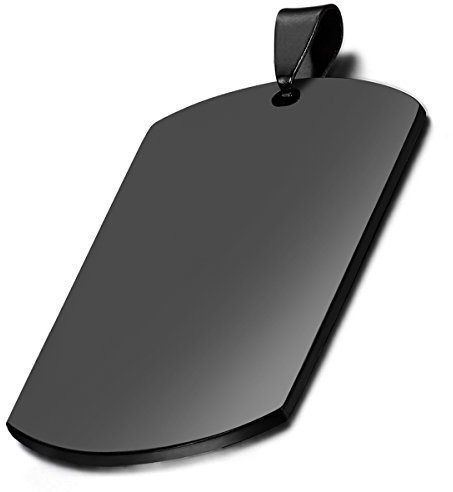 Flongo Herren Kette Männer Anhänger, Edelstahl Halskette Schwarz Silber Erkennungsmarke Dog Tag Armee Stil Poliert Stammes Herren Accessoires mit Kette