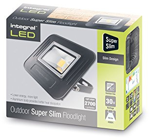Integral LED Super-Slim Floodlight Non-Dimmable, Cool White, Integrated, 30 Watts