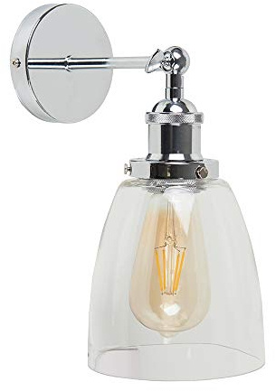 MiniSun | Retro Style Polished Chrome Wall Light with a Clear Glass Shade | Wall Lamps & Sconces, Home Décor & Improvement Essential | Mains Wired