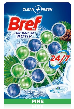 Bref Power Activ Natura Panier WC (3 pièces) propre salle de bain pour un WC toujours propre et frais, nettoyant de salle de bain avec formule anti-calcaire qui élimine la saleté