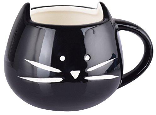 XLKJ Ceramica Carina Coppa,300 ml Tazza da caffè in Ceramica Boccale(Nero)