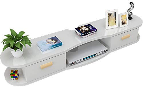 Axdwfd Floating Shelves Wall-mounted Set-top Box Shelf, Floating TV Cabinet Cabinet TV Bracket DVD Video Bracket With Open Storage Shelf TV Console 3 Size (color : White, Size : 1.4m)