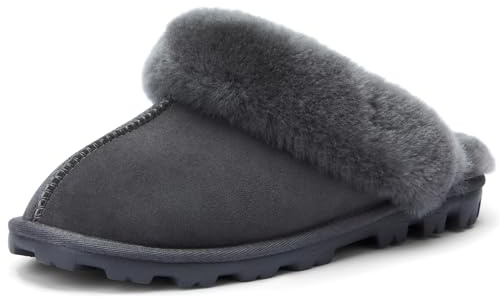 WaySoft Women's Genuine Australian Sheepskin Slippers, 18mm Wool Pile, Memory Foam, Durable Anti-Slip EVA Sole