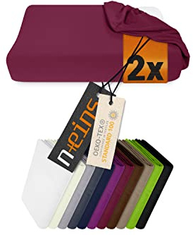 npluseins 2er Pack Spannbezüge für Nackenkissen Gesundheitskissen 959.1234, M, 35-40x55-60 cm, Bordeaux