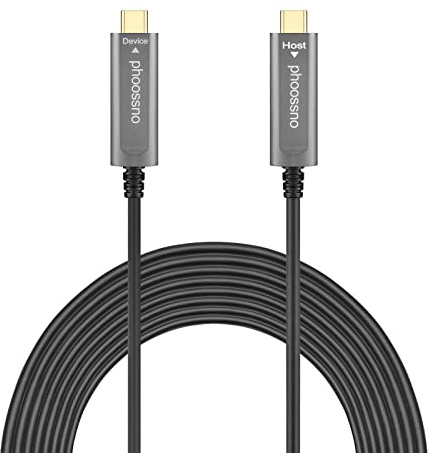 phoossno USB C zu C Glasfaserkabel USB 3.1 Typ C Kabel 10Gbps 10M Kompatibel mit Microsoft Azure Logitech Kamera Aver & Vaddio & Barco ClickShare Touchscreen Kinect Intel RealSense