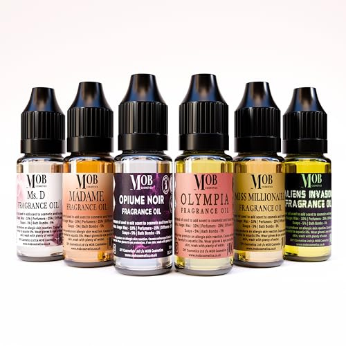 6 x 10 ml lyxiga och designerdoftoljeset – mycket koncentrerad, lämplig för tvålar, badbomber, ljus, diffusor, vaxsmältningar och sprayer (damdesigner)