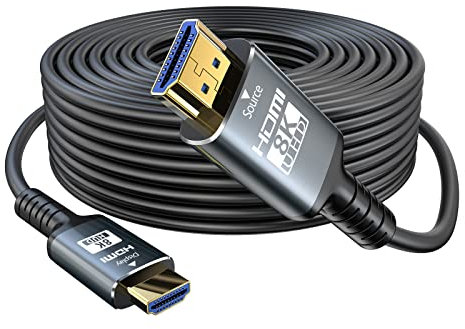 Eareyesail 8K HDMI-Kabel 2.1 30M, 48 Gbit/s Fiber HDMI 2.1 Kabel in Wall CL3 bewertet unterstützt 8K @ 60HZ/4K @ 120Hz, eARC Dynamic HDR, 3D, VRR kompatibel für PS5/PS4/X-Box/Roku TV. /RTX30 80/3090.