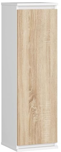 AKORD Hängeschrank W30 30 cm | mit 1 Tür | Küchenschränke | Geräumig | Für eine kleine Küche | Für eine Küchenzeile | Als Teil eines Sets | B30 x H99 x T30 cm | Gewicht 14,95 kg | Weiß/Sonoma Eiche