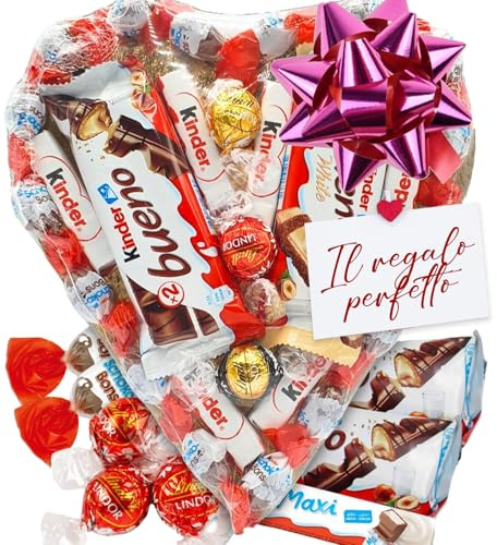 Cœur en Chocolats – Coffret Cadeau avec +30 Mini Chocolats & Pralines – Idée Cadeau Saint-Valentin pour Elle & Lui, Fête des Mères, Anniversaire – IAMI