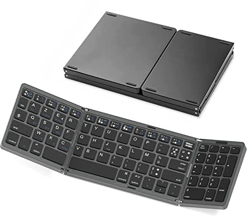 MOSHOU Clavier sans Fil Pliable avec pavé numérique,AZERTY, Batterie Rechargeable, pour Ordinateur Portable, PC/Tablette/ipad/Smart TV, système Windows, iOS, Mac OS