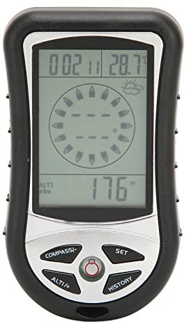 8-in-1-Multifunktions-Digitalkompass für Herren, Navigationskompass Zum Gehen, Outdoor-Kompass, Höhenmesser, Barometer, Kalender, Thermometer für den Außenbereich