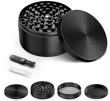 TOOSOAR Molinillo de Hierba,Molinillos de Especias en 4 piezas, de 75 mm de Diámetro,Incl.uyendo Raspador, Cepillo