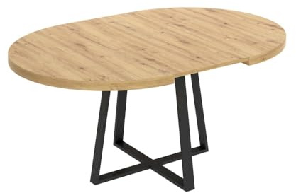 Befara AUSZIEHBARER RUNDER ESSZIMMERTISCH INDUSTRIEDESIGN Edison, Nordic, 110 x 110 x 77 cm, ausziehbarer Esstisch oder Küchentisch im Industriestil