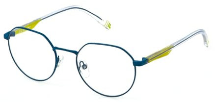 FILA GEOMETRIC Edelstahl Brillen in Matt Blau für Unisex, Brille mit Sehstärke, optional mit Sonnenbrillen tönung oder Blaulichtfilter (Modell VFI703L)