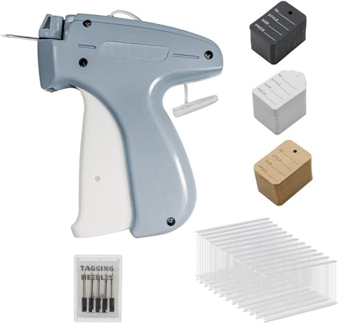 Tagging Gun for Clothing, Price Tag Attacher Gun Kit with 5 Steel Needles and 2000 pcs 2 White Barbs Fasteners & 300 Clothing Labels, Family Yard Sale Retail Store Tagging Gun Set (Not Mini Stitch)