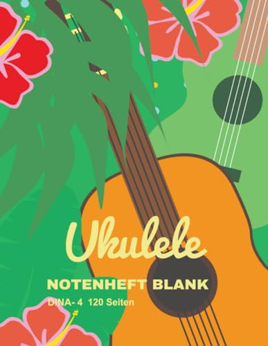 Ukulele Notenbuch: Leeres Notenheft zum Ausfüllen mit Tabulatur, Akkordboxen und Liedtextzeilen für Ukulele Lieder | 8,5  x 11 (ähnlich DIN-A4)| 120 Seiten