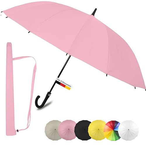 Sternenfunke Regenschirm rosa XXL 120 cm, sturmfest, Automatik, groß | Rosa Regenschirm Automatik, Stockschirm für Herren und Damen, Partnerschirm, Regenschirm zum Umhängen