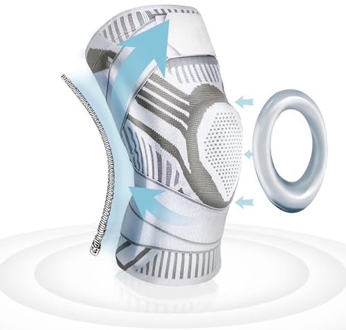 CIYIN Rodilleras Deportes, Rodilleras Menisco y Ligamento, Rodillera Compresión Ajustable, Rodillera Rotuliana Estabilizadora, Rodilleras Soporte, Rodillera Blanca,1PCS (L)